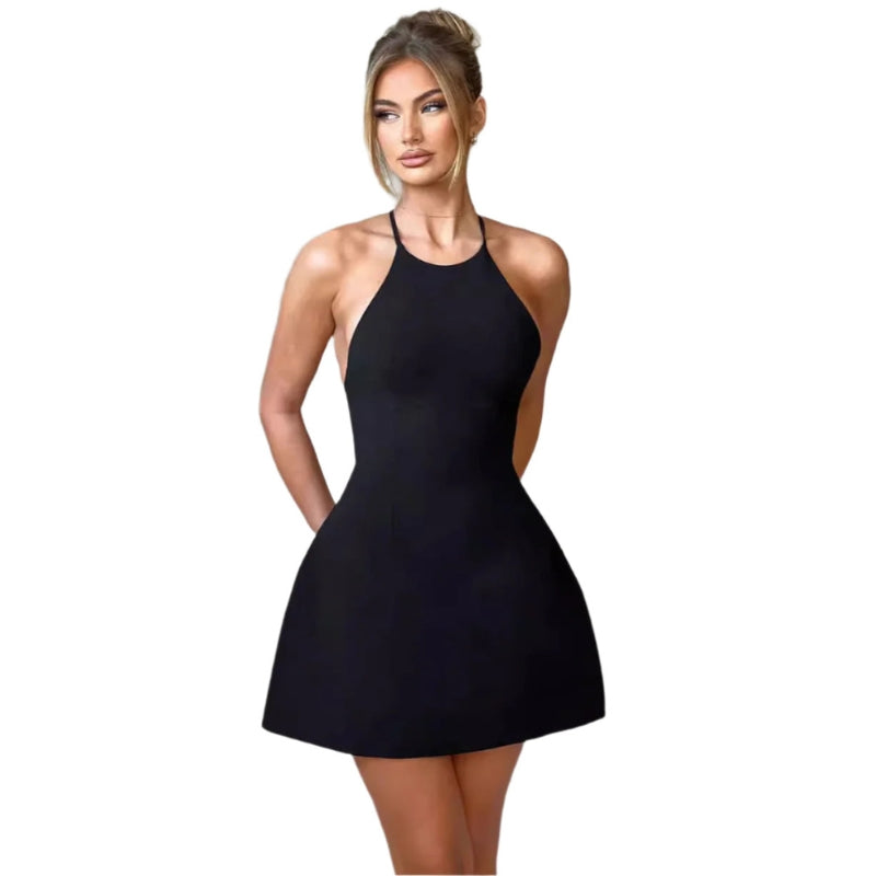 Ulrike - Modisches Neckholder Minikleid ohne Ärmel mit verstellbarem Träger