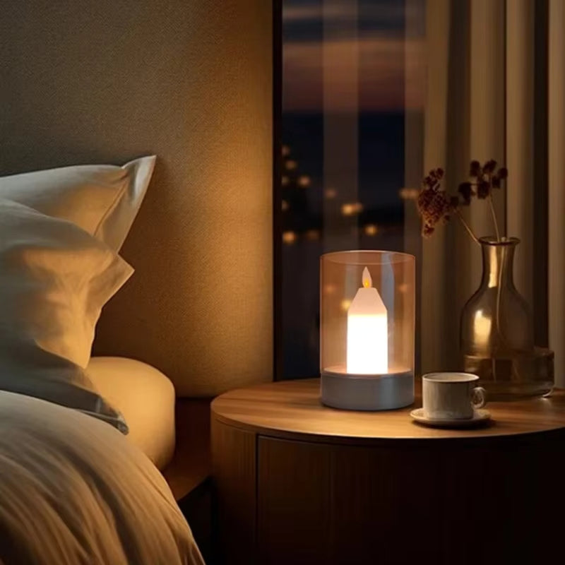 AuraFern – Kerzenlampe mit schwebendem Flammeneffekt und elegantem Sensordesign