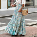 Anika – Modischer bedruckter lockere langer Blumenrock mit Rüschen und elastischer Taille