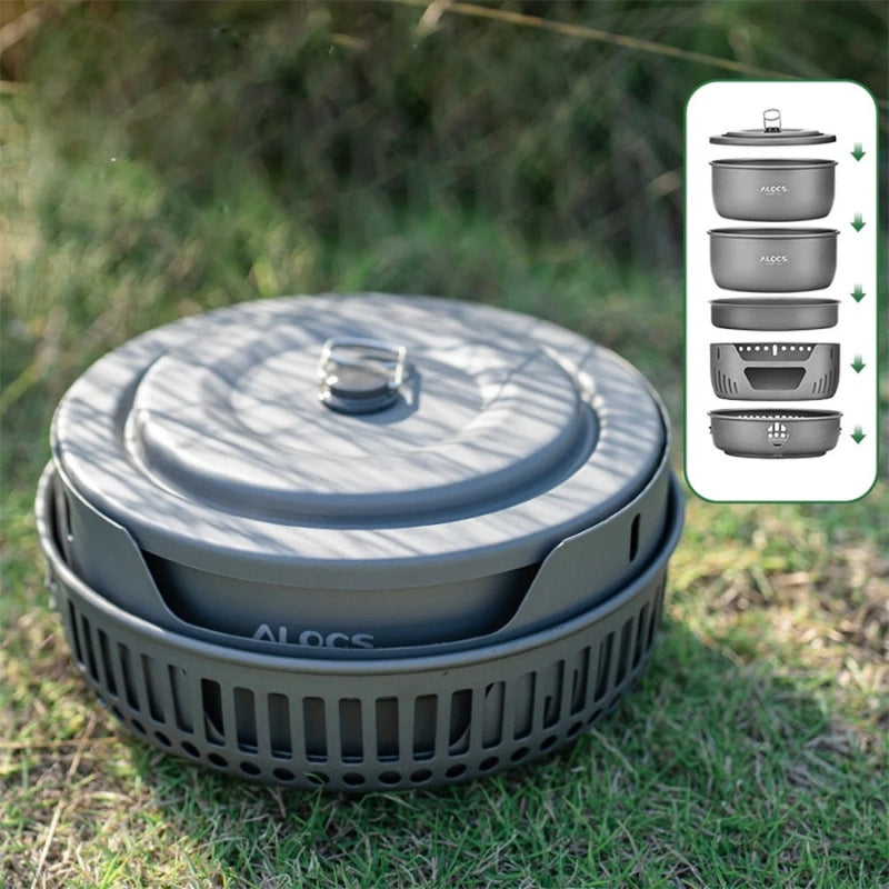 PackaPan – Tragbares Outdoor Kochset mit leichtem Kochgeschirr und Windschutzscheibenschutz