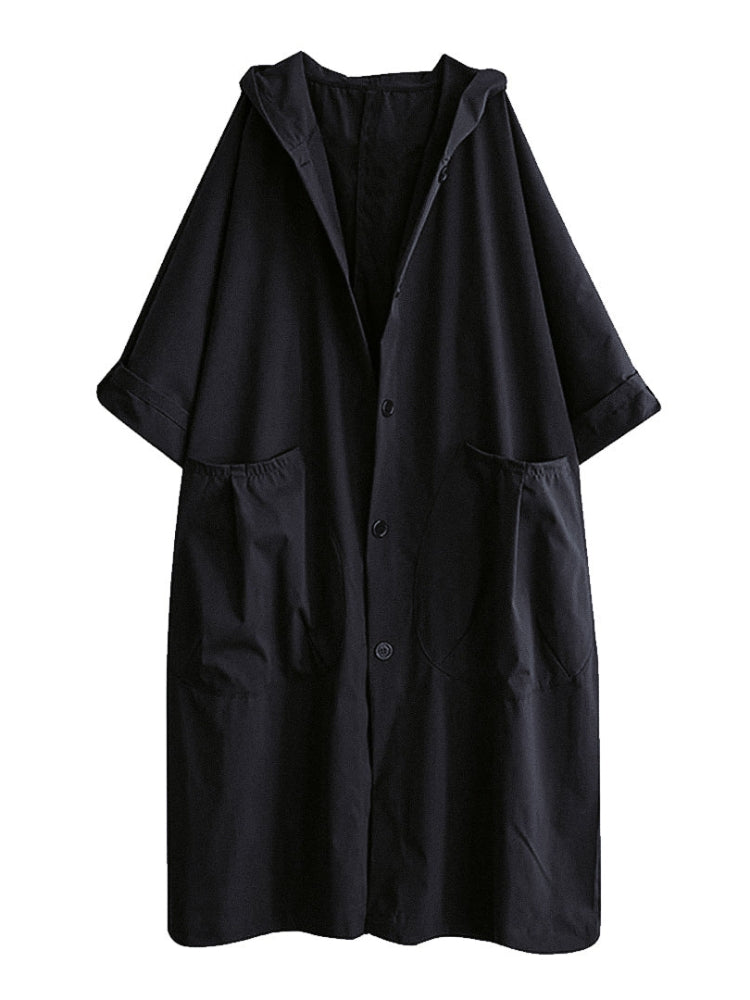 Bianca – Lässiger Kapuzen Trenchcoat mit langen Ärmeln und Knöpfen