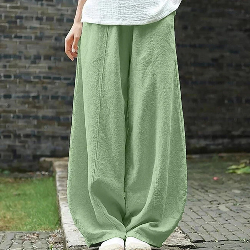 Tabea – Leichte Lockere Passform Weites Bein Hose mit Taschen