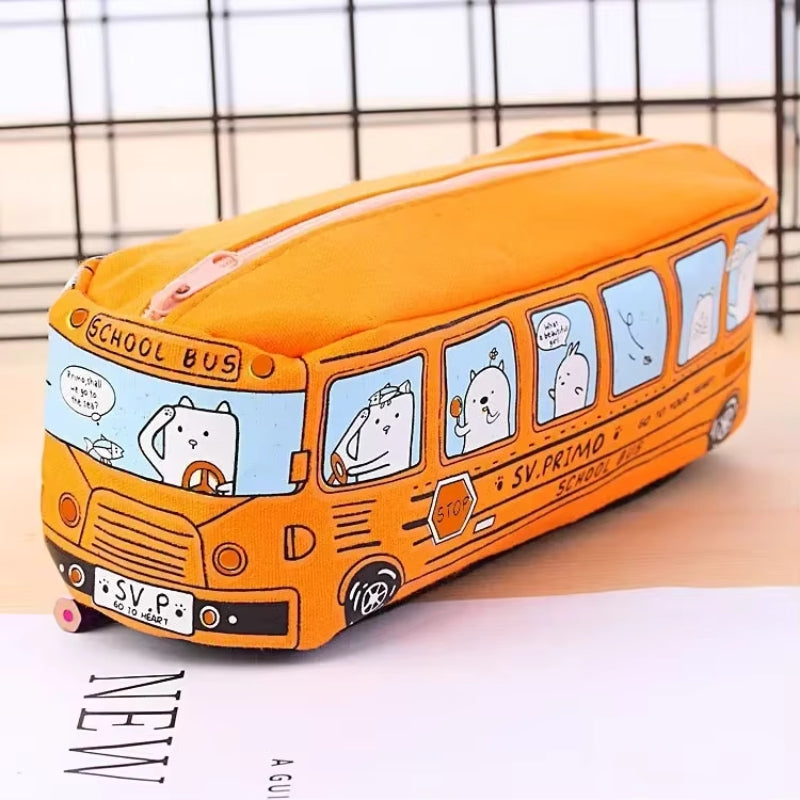 DeskZip - Kreatives Bus Federmäppchen Set mit Reißverschluss und großem Stauraum