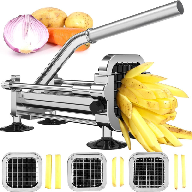 SliceMaster – Robuster Pommes Frites Schneider mit auswechselbaren Klingen für Gemüse