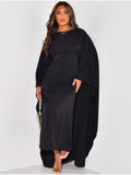Rhea – Lässiges Cape-Ärmel-Kleid  Mit hohem Halsausschnitt und bodenlanger Länge