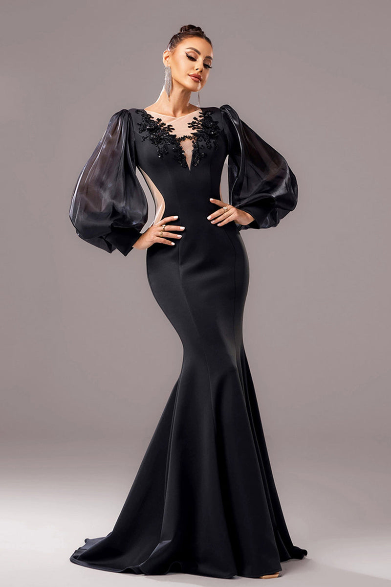 Carlotta – Modisches Kleid mit tiefem V Ausschnitt und langen Ärmeln