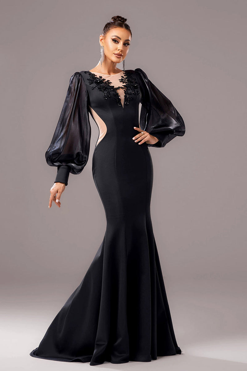 Carlotta – Modisches Kleid mit tiefem V Ausschnitt und langen Ärmeln