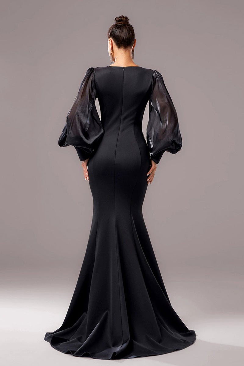 Carlotta – Modisches Kleid mit tiefem V Ausschnitt und langen Ärmeln