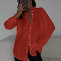 Elena - Langärmliges Paillettenhemd mit Reversdesign und Button-Down-Verschluss