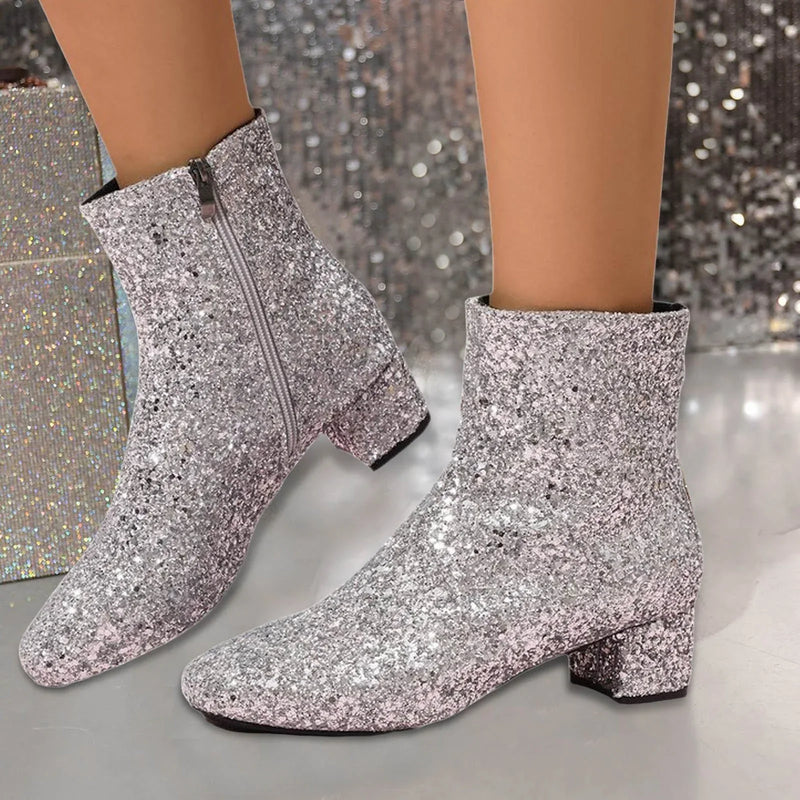 Farina - Modische Stiefelette mit Blockabsatz und seitlichem Reißverschluss