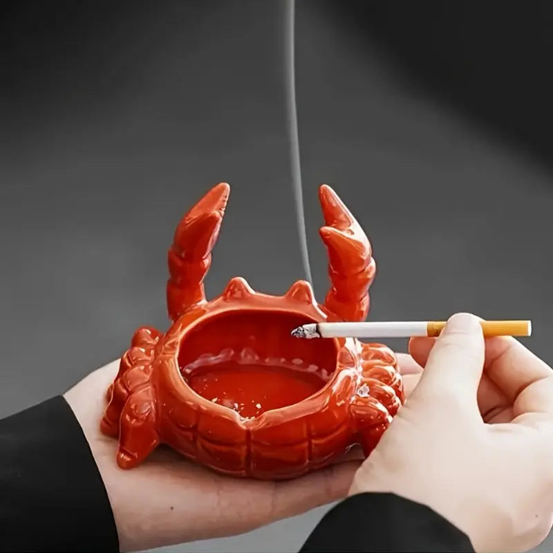 CrabbySmoke – Einzigartiger Aschenbecher in Krabbenform mit abnehmbarem Deckel