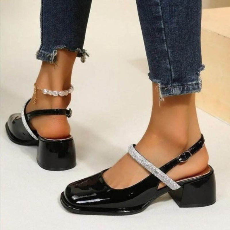 Elena – Trendige Slingback Sandalen mit quadratischer Zehenpartie und Blockabsatz