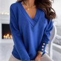 Mila -  V Ausschnitt Lange Ärmel Strickpullover