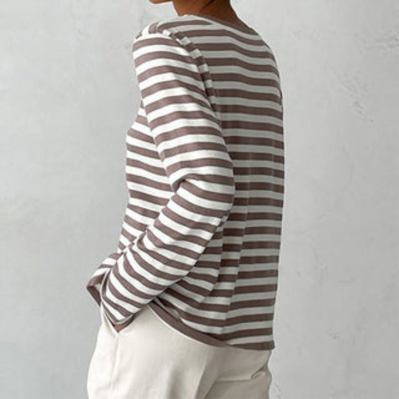 Cornelia – Eleganter Streifenpullover mit Rundhalsausschnitt und langen Ärmeln