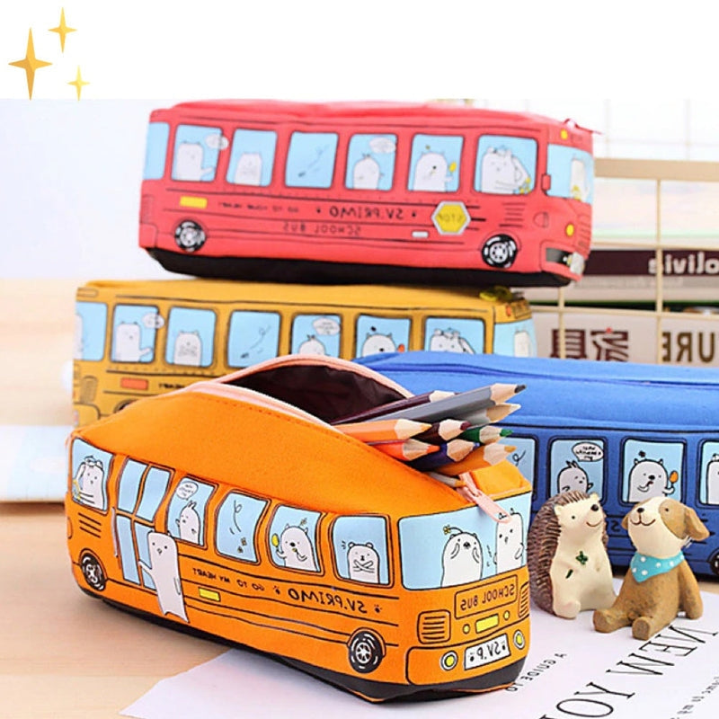 DeskZip - Kreatives Bus Federmäppchen Set mit Reißverschluss und großem Stauraum