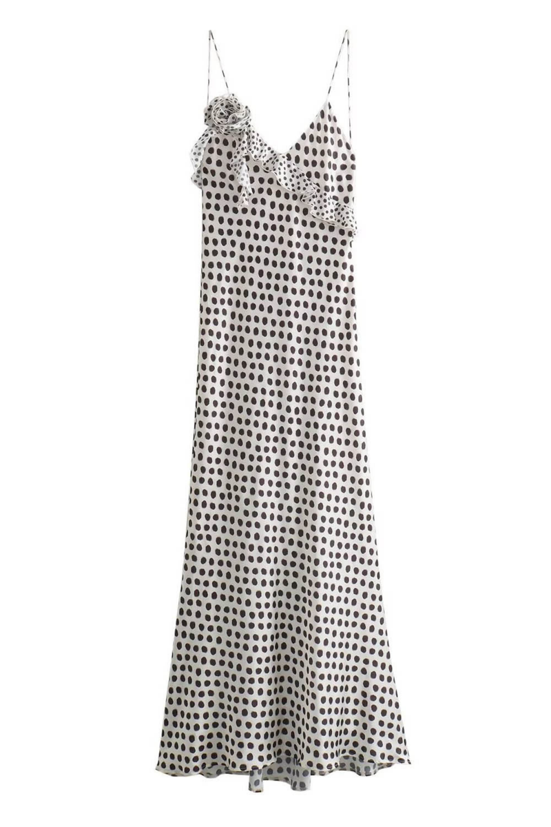 Elara – Polka Dot Kleid mit elegantem V-Ausschnitt und verstellbaren Trägern