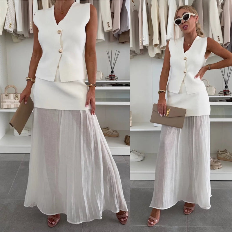Clara - Elegantes zweiteiliges Set mit tailliertem Oberteil und fließendem Rock für einen modernen Look