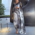 Sandra – Doppellagiges fließendes Kleid mit Rundhalsausschnitt und Fledermausärmeln