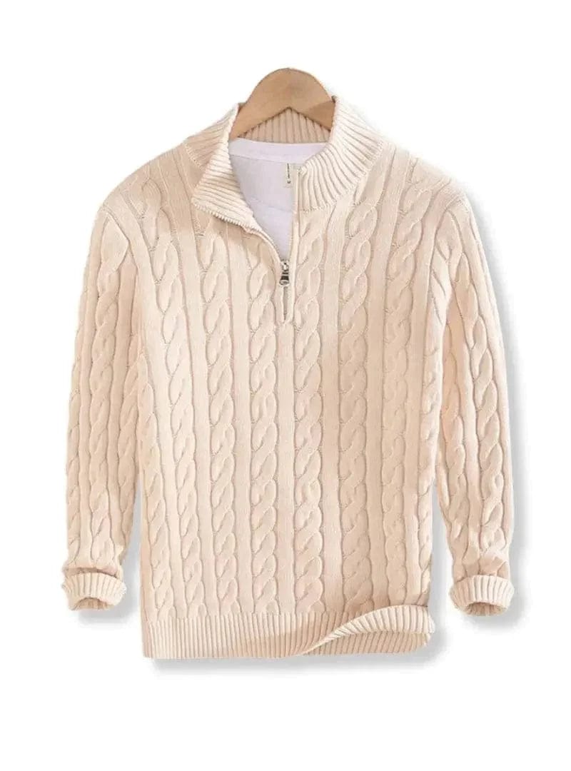 Ben - Warmer Langärmelig Reißverschluss Kragen Strickpullover
