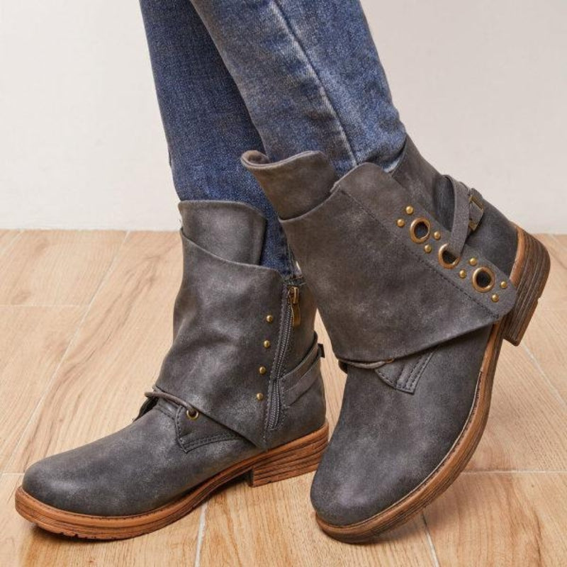 Leonie – Lässige rutschfeste Stiefeletten mit seitlichem Reißverschluss