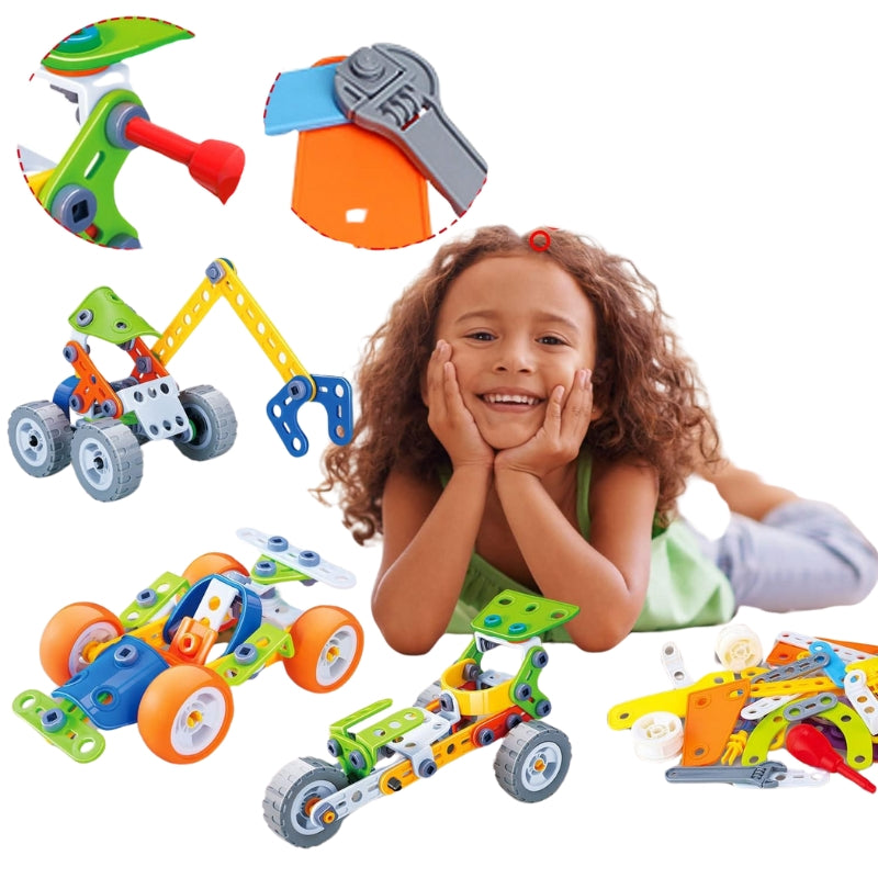 CreatiBuild - Bauklotz Set für Kinder mit Aufbewahrungsbox und kreativem Konstruktionsspiel