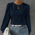 Tabea – Elegante Plisseebluse mit langen Ärmeln und Rundhalsausschnitt