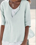 Christina - Locker sitzende Bluse mit V Ausschnitt und kurzen Ärmeln