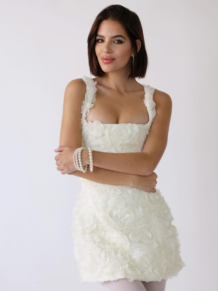 Melina – Modisches ärmelloses Blumen Minikleid mit Spaghettiträgern