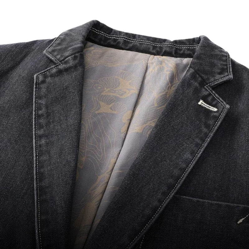 Nolan - Langärmelig Reverskragen Denim Jacke