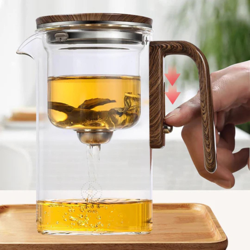 SipFlow – Hitzebeständige Glasteekanne mit Holzgriff