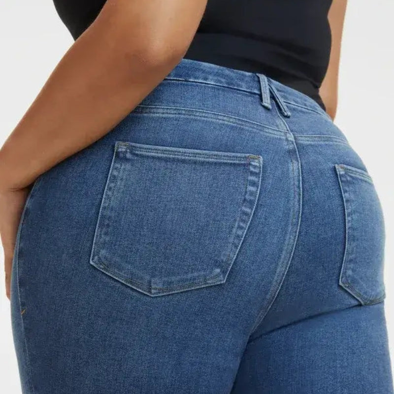 Frieda – Lässige Hohe Taille Schlanke Passform Knöchellange Hose mit Knopfta