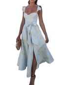 Alina – Modisches Ärmelloses Kleid mit Blumenprint und Schleife