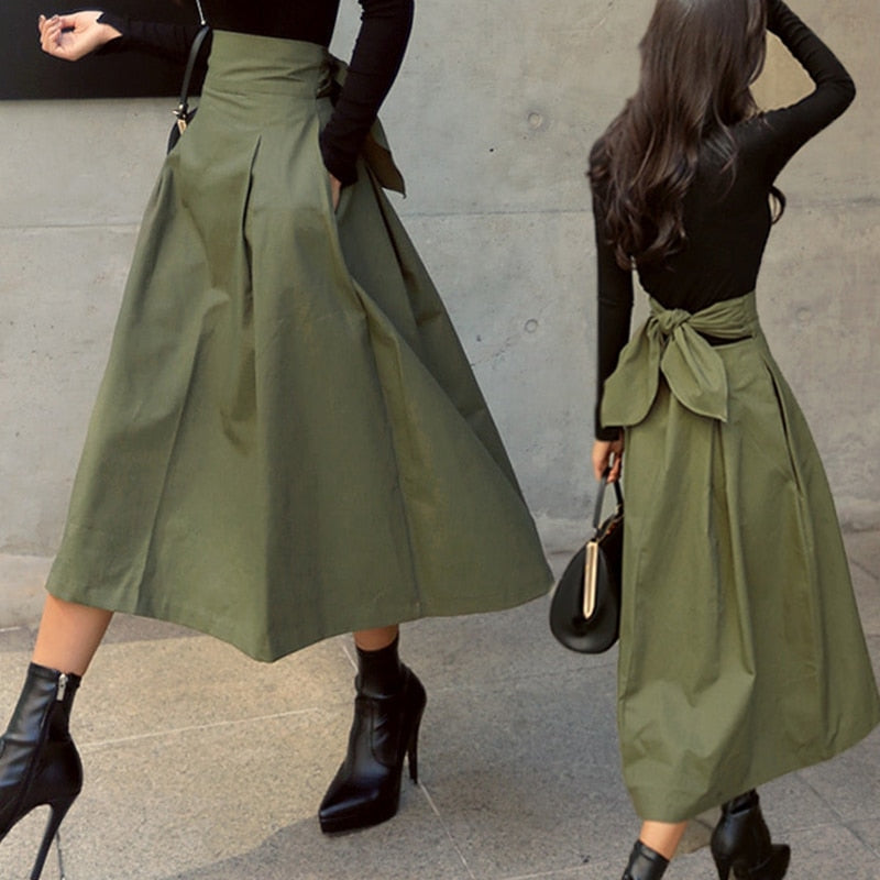 Enya – Stylischer Schleifenrock mit hoher Taille und Taschen