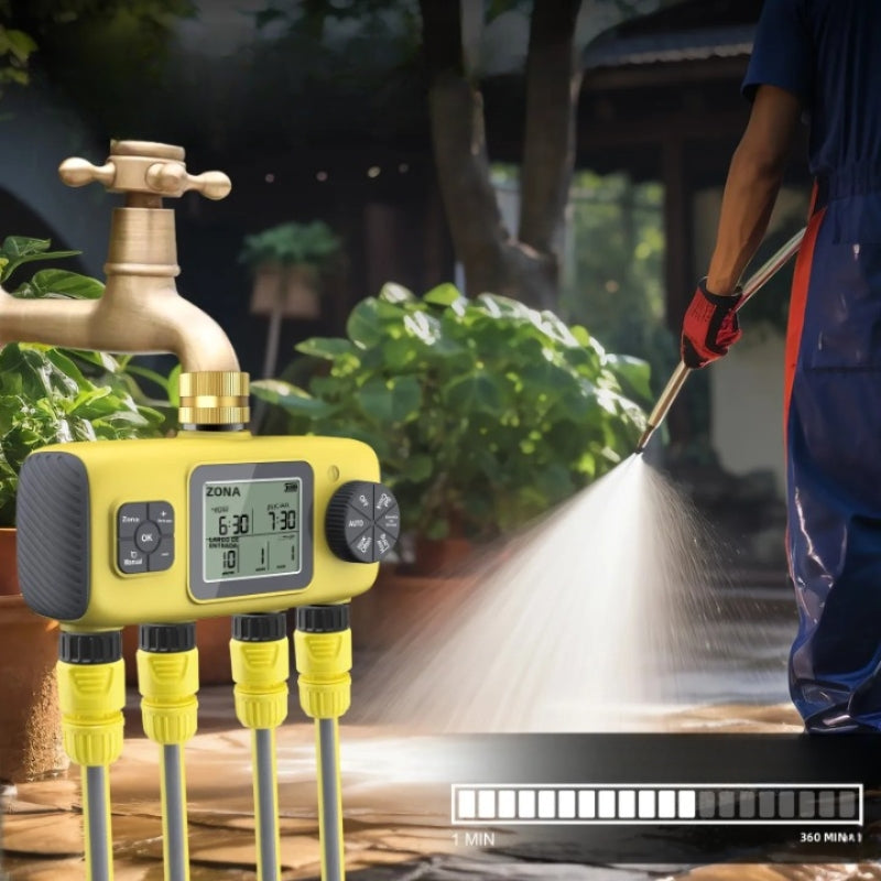 EcoHydra – Digitaler 4 Zonen-Bewässerungstimer mit LCD und intelligentem Ventilsystem