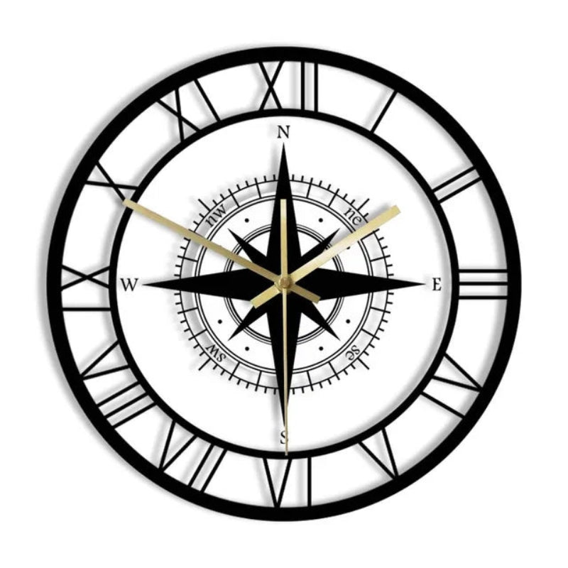 ClockHaven – Kompasskarten-Wanduhr mit Richtungsdesign für stilvolle Räume