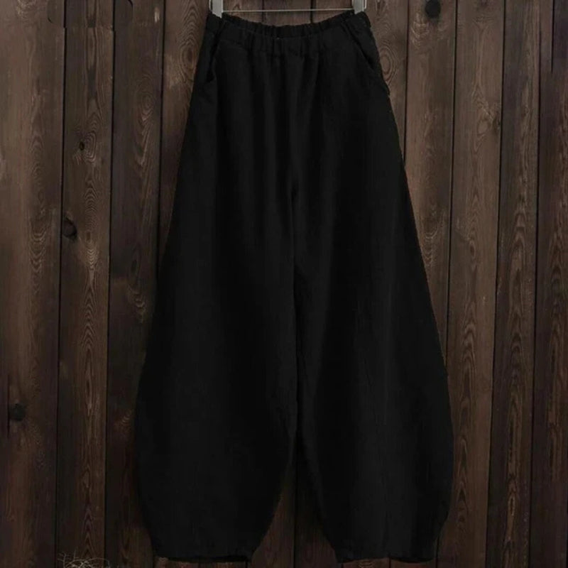 Tabea – Leichte Lockere Passform Weites Bein Hose mit Taschen