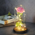 LumiRose – LED Rosen Tischlampe mit Glaskuppel und zwei Stromversorgungsoptionen