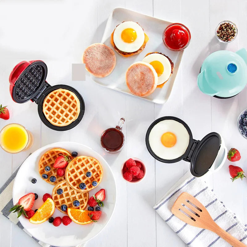 WaffleWhirl - Kompaktes rundes Waffeleisen mit Kontrollleuchte