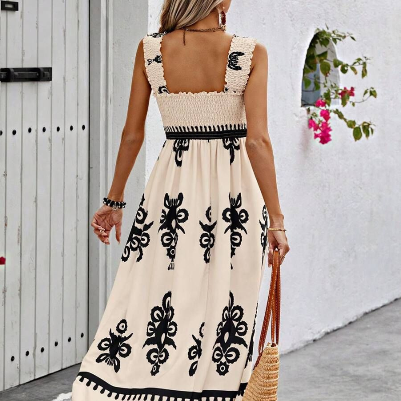 Daria – Modisches ärmelloses bedrucktes Kleid mit breiten Trägern lockeren Schnitt