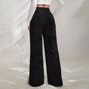 Alessa - Modische Hoch tailliert Weites Bein Hose mit Seitenschlitz