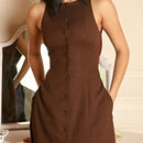 Anna - Elegantes Hemdkleid mit Knöpfen und Seitentaschen für einen raffinierten Look