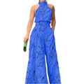 Eleni – Einzigartiger bedruckter Overall mit weitem Bein und Taschen