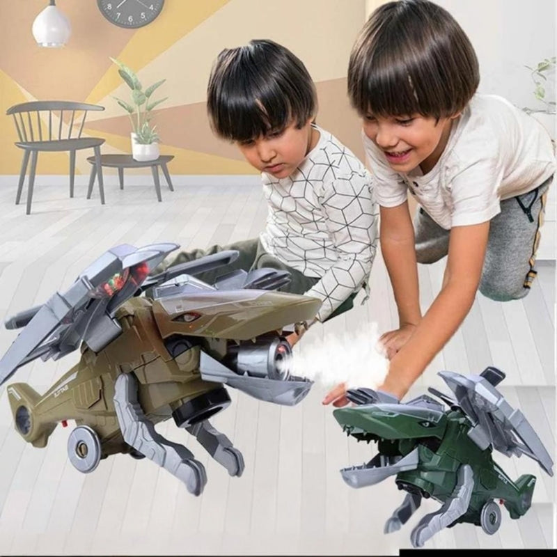 RoboRex – LED transformierendes Dinosaurier und Hubschrauberspielzeug mit Lichtern und Musik