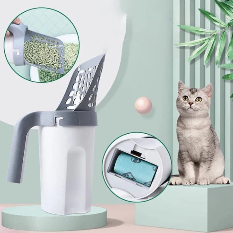 TidyScoop – Selbstreinigende Katzenstreuschaufel mit Kotbeutelspender