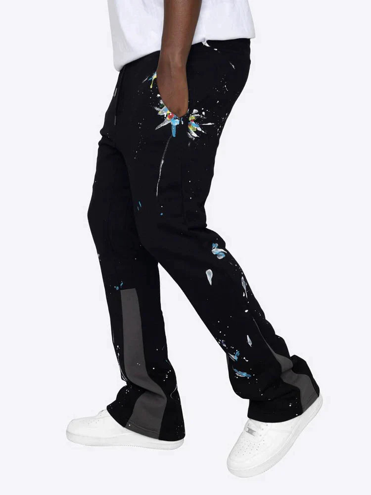 Felix – Bedruckte Hose mit entspannter Passform Kordelzug in der Taille und Seitentaschen