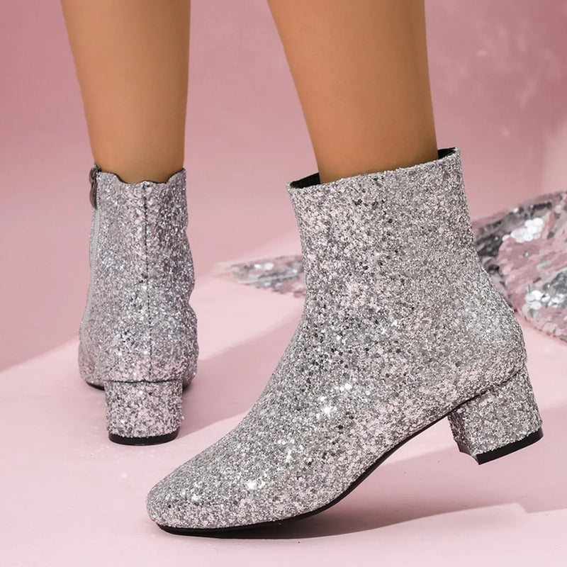 Farina - Modische Stiefelette mit Blockabsatz und seitlichem Reißverschluss