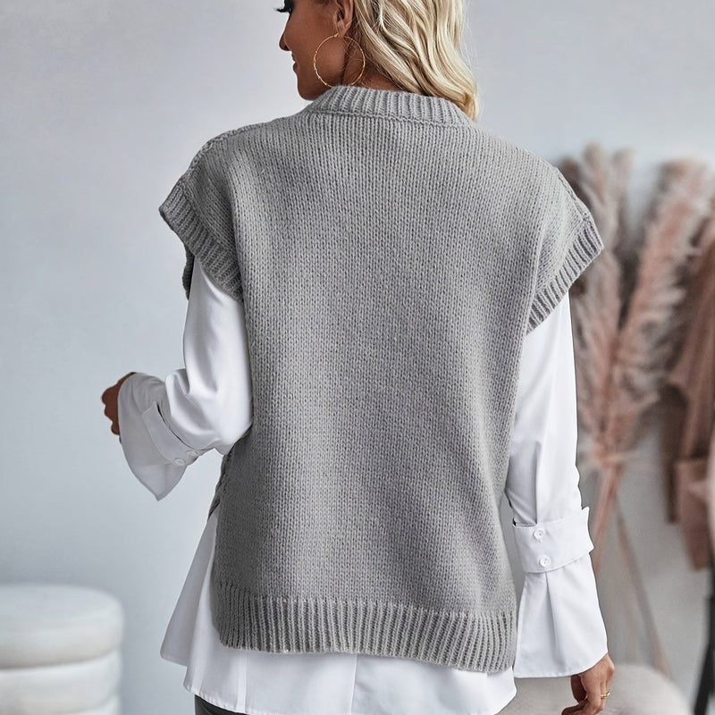 Gisela - Modischer ärmelloser Strickpullover für Wärme und Stil