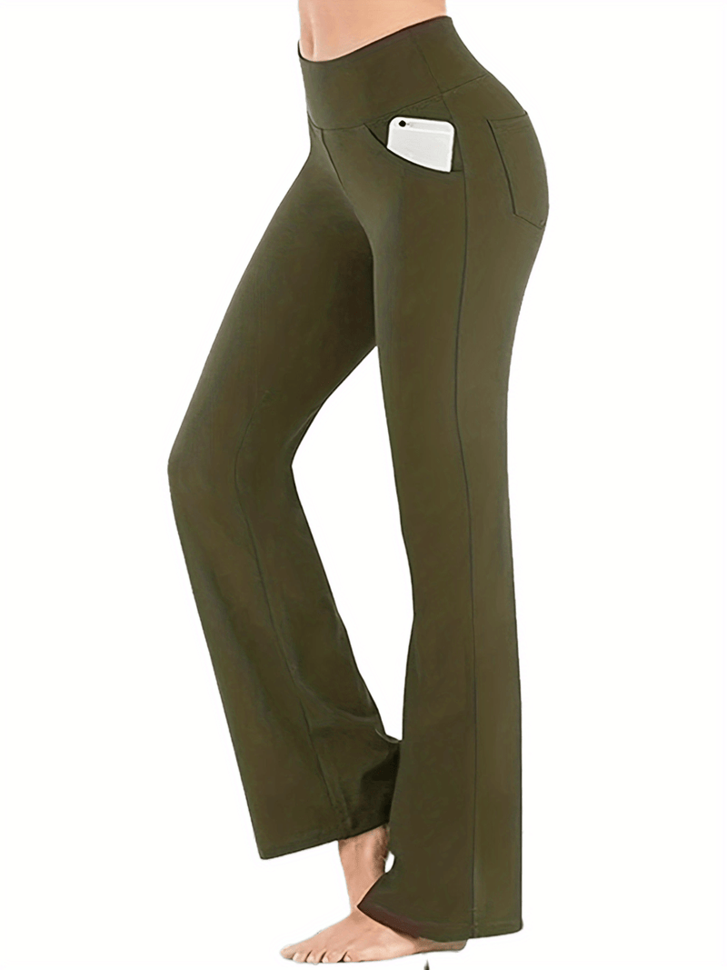 Anke – Schmal geschnittene Hose mit hoher Taille und weitem Bein und Taschen