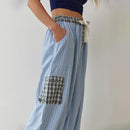 Adeline - Langärmelige karierte Hemden mit weiten Hosen im Zweiteiler Satz