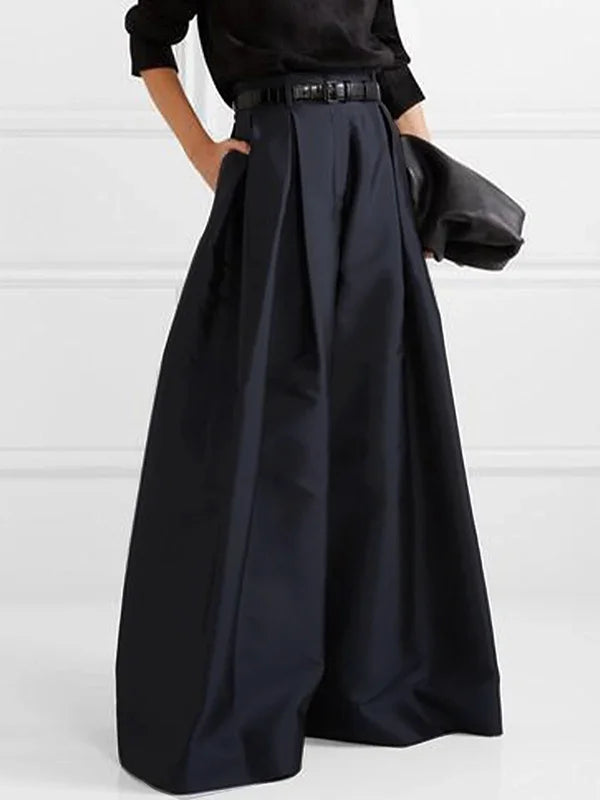 Emilia - Bequeme Hose mit hoher Taille und weitem Bein mit Falten